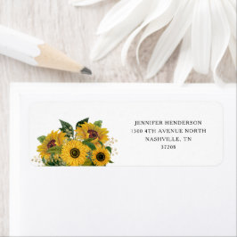 Elegant Blommigt Solros Bröllop Returadress Etikett