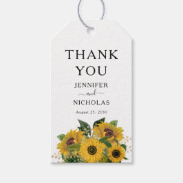Elegant Blommigt Solros Bröllop Tack Presentetikett