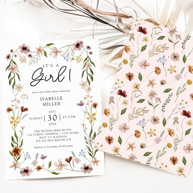 Elegant Blommigt Sommar Vår Baby Shower Rosa Inbjudningar (Skapare uppladdad)