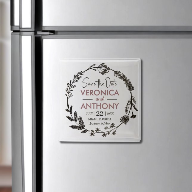 Elegant Blommigt Spara datum magneter (Personalize this floral save the date magnet—easy to display and a perfect reminder for your guests!)