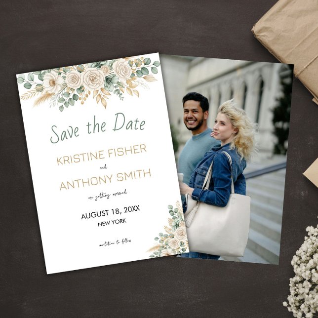 Elegant  Blommigt Spara datumkort Spara Datumet (Elegant Blush Floral Save the Date Card)