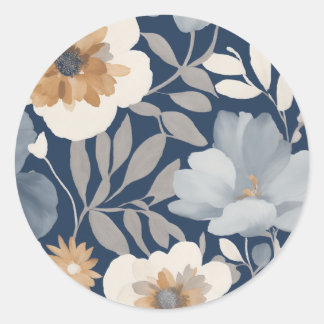 Elegant Blommigt Stickers Runt Klistermärke