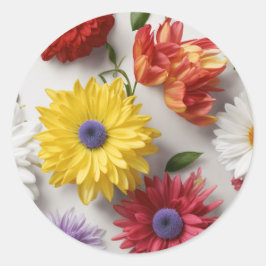 Elegant Blommigt Stickers Runt Klistermärke