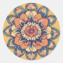 Elegant Blommigt Stickers Runt Klistermärke