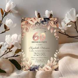 Elegant Blommigt,String Ljus 60 födelsedag Inbjudningar