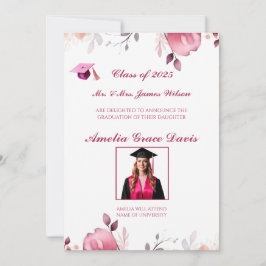 Elegant Blommigt Studenten meddelande Inbjudningar