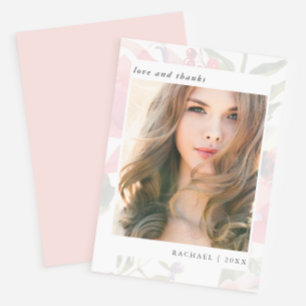 Elegant Blommigt Studenten Photo Tack Kort