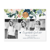 Elegant blommigt studentfest fotokollage