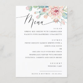 Elegant Blommigt Succulent Bröllop. Botanisk midda Meny