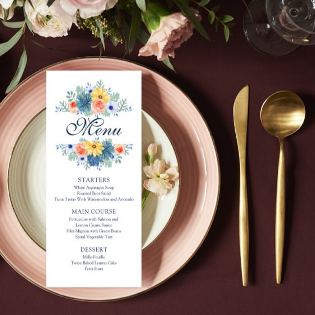 Elegant Blommigt Succulent Macaron Bröllop Meny (Skapare uppladdad)