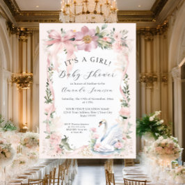 Elegant Blommigt Svan  Rosa Banderonbabybabyskor f Inbjudningar