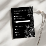 Elegant Blommigt Svartvit OSA kort<br><div class="desc">Svarskort för elegant Blommigt Black and White OSA är OSA kort för perfekt elegant. Matchande bröllopsinbjudan är tillgänglig.</div>