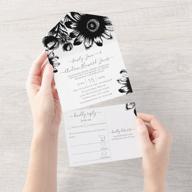Elegant Blommigt Svartvit solrosa (Tearaway)