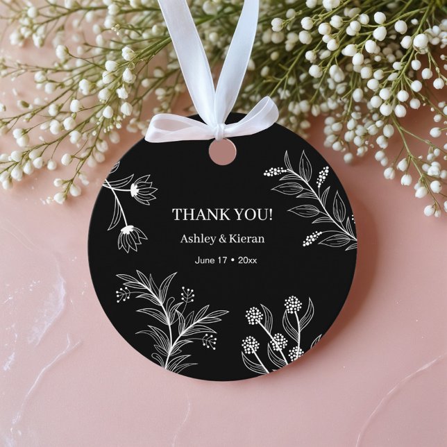 Elegant Blommigt, svartvitt Gåvor Etiketter (Skapare uppladdad)