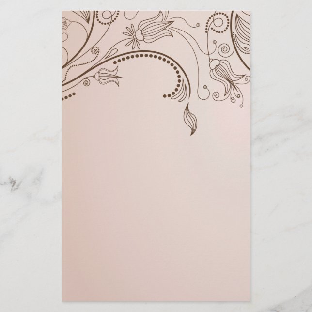 Elegant Blommigt Swirl Brevpapper (Framsida)