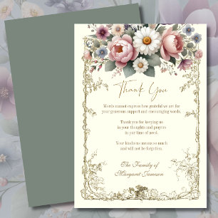 Elegant Blommigt Sympathy Condolence Vintage Tack Kort