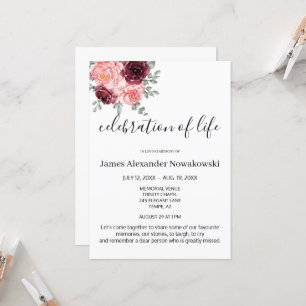 Elegant Blommigt Tastval Life Firande begraver Inbjudningar