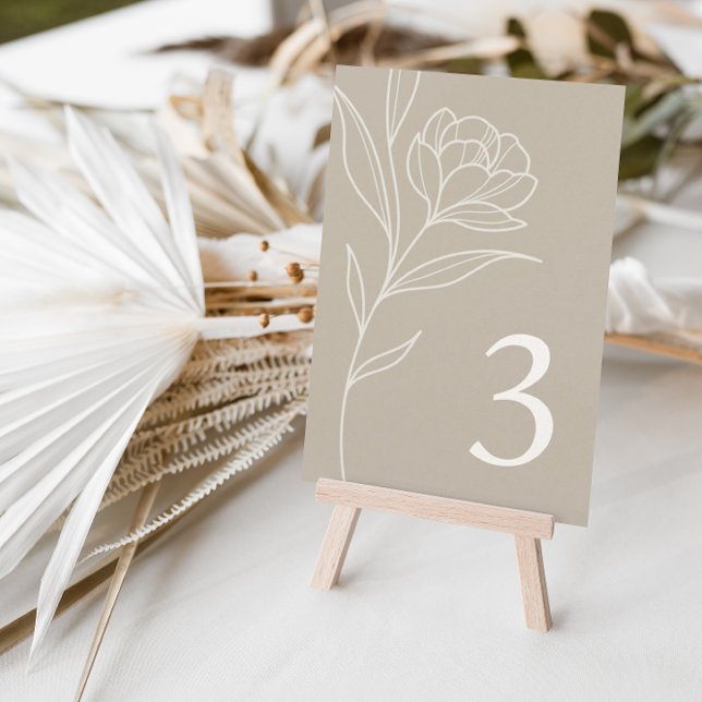 Elegant Blommigt Taupe Bröllop Bordsnummer-kort Inbjudningar (Skapare uppladdad)