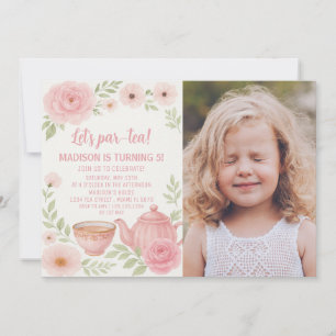 Elegant Blommigt Tea Party födelsedag Inbjudningar