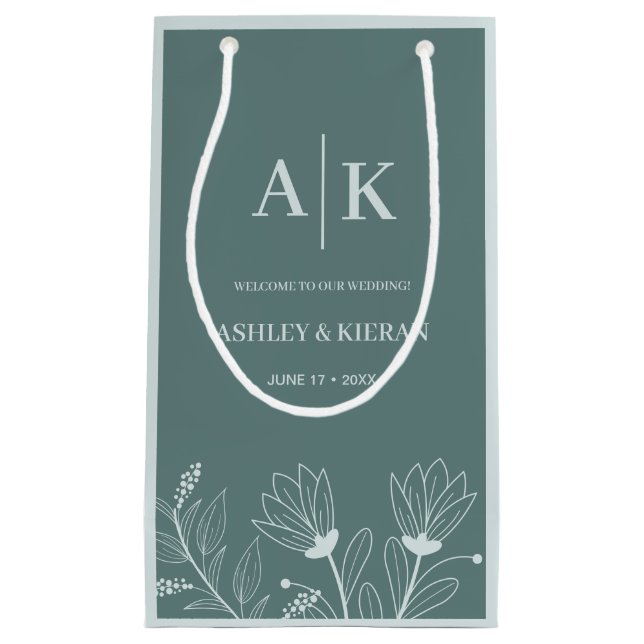 Elegant Blommigt Teal Bröllop Välkommen (Framsidan)