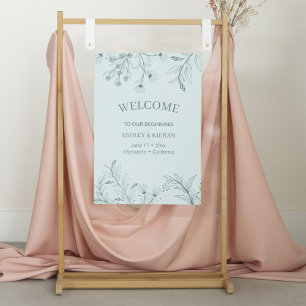 Elegant Blommigt Teal Welcome Bröllop Poster