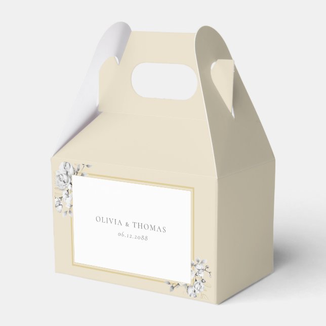 Elegant Blommigt Teckning Guld Ram Rustic Bröllop Presentaskar (Framsidan Sidan)