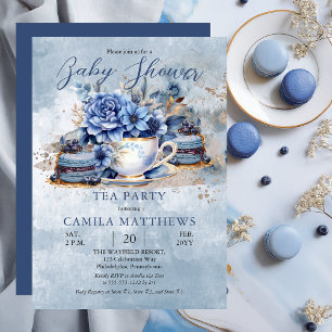 Elegant Blommigt Tekopp Baby Shower Inbjudningar