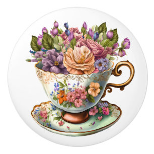 Elegant Blommigt Tekopp Knopp