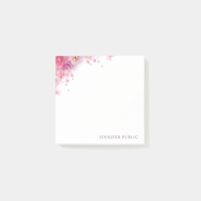 Elegant Blommigt Template Watercolor Ro Flowers Post-it Block (Framsida)
