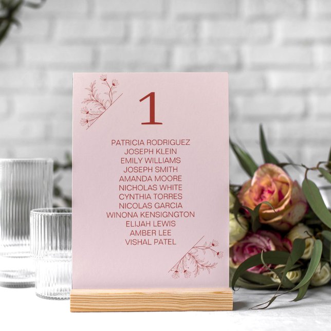 Elegant Blommigt Terracotta Boho Bröllop Bordsnummer (Skapare uppladdad)