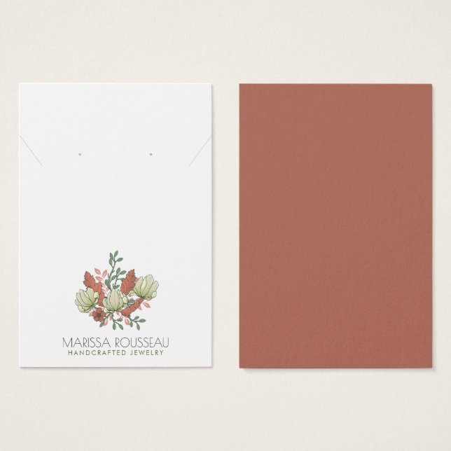 Elegant Blommigt Terracotta Earring Necklace Visitkort (Framsida & baksida)