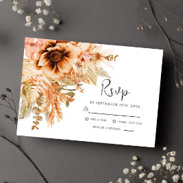 Elegant Blommigt Terracotta Fall Wedding OSA Kort