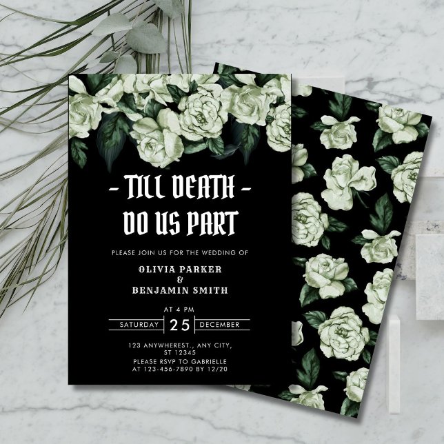 Elegant Blommigt till död Gör oss del Bröllop Inbjudningar (till death do us part wedding invitation)
