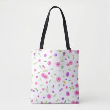 Elegant Blommigt Tote Bag - Handmålad design