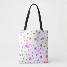Elegant Blommigt Tote Bag - Handmålad design Tygkasse