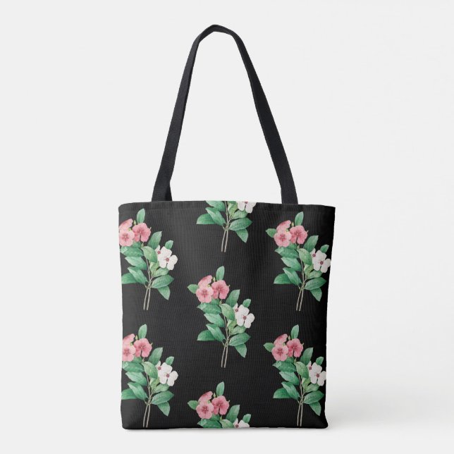 Elegant Blommigt Tote Bag Tygkasse (Baksida)