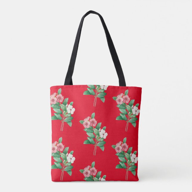 Elegant Blommigt Tote Bag Tygkasse (Baksida)