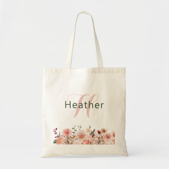 Elegant Blommigt Tote Bag Tygkasse (Framsidan)