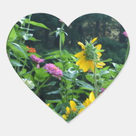 Elegant blommigt, trädgårdsblommor zink morsa hjärtformat klistermärke