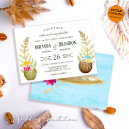 Elegant Blommigt Tropical Beach Hawaii Bröllop Inbjudningar