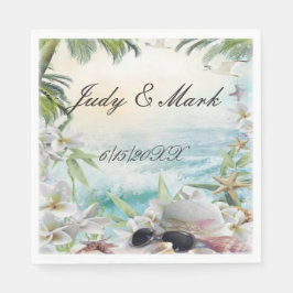 Elegant Blommigt Tropical Beach Wedding Pappersser Pappersservett