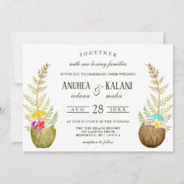 Elegant Blommigt Tropical Hawaii Beach Wedding Inbjudningar