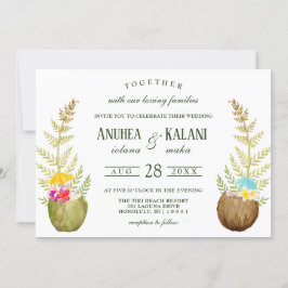 Elegant Blommigt Tropical Hawaii Beach Wedding Inbjudningar