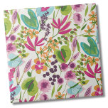 Elegant Blommigt Tropical Mönster Kakelplatta<br><div class="desc">Den här söta utskriften ser ut som en tropisk utskrift av vintagens blommigt! Andelar rosa, lila, blått, grönt, gult, orange och mer sammansatt. Underbar för gåvor eller produkter. Om du vill använda den här plattan som en liten underlägg eller trivet för en drink eller platta... eller om du vill gå...</div>