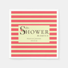Elegant Blommigt Typography Coral Grönt Shower Pappersservett