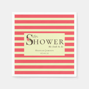 Elegant Blommigt Typography Coral Grönt Shower Pappersservett