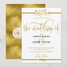 Elegant Blommigt Typography Gold Foil Bröllop