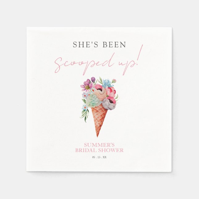 Elegant Blommigt Uppskalad Möhippa för iskräm Pappersservett (Framsidan)