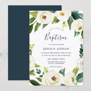 Elegant Blommigt Utandning Baptism som hotar Inbju Inbjudningar