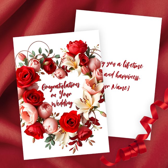 Elegant Blommigt Utandning Bröllop Grattisar Kort (Skapare uppladdad)
